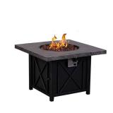 Afterglow Cottage 34 in. Square Terrafab Slate Look Top with Steel Base Propane Gas Fire Pit
