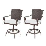 (3) Hampton Bay Walton Springs Swivel Aluminum Outdoor Dining Chair with Cushions Included,  (3-Pack)