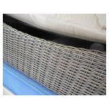 Hampton Bay Spring Haven Brown All-Weather Wicker Outdoor Patio Ottoman with Sky Blue Cushion