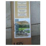 Hampton Bay 10 ft. x 6 ft. Aluminum Solar Patio Umbrella in Cafe