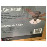Clarkston 44 in. Oiled Rubbed Bronze Ceiling Fan with Light Kit in good conditions