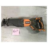 Ridgid 18-Volt Cordless Orbital Reciprocating Saw Console (Tool Only)  Used in good working cond.