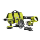 Ryobii 18-Volt ONE+ Lithium-Ion Cordless Super Combo Kit (4-Piece) in good conditions