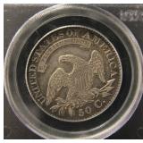 1827 US CAPPED BUST SILVER HALF DOLLAR AU50 PCGS