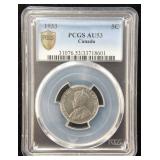 1933 CANADA NICKEL AU53 PCGS BETTER DATE COIN