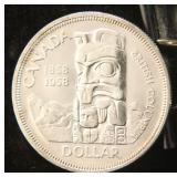 1958 CANADA BRITISH COLUMBIA SILVER DOLLAR
