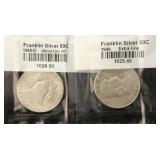 2 FRANKLIN SILVER HALF DOLLARS: 1948 & 1948-D