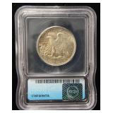 1942 WALKING LIBERTY SILVER HALF DOLLAR AU55 ICG
