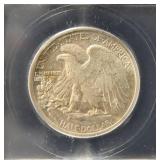 1942 WALKING LIBERTY SILVER HALF DOLLAR AU55 ICG
