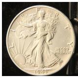 1943 WALKING LIBERTY SILVER HALF BU-UNC