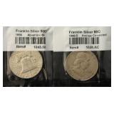(2) FRANKLIN SILVER HALF DOLLARS: 1949-D, 1956 BOTH SEALED LITTLETON