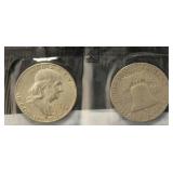 (2) FRANKLIN SILVER HALF DOLLARS: 1949-D, 1956 BOTH SEALED LITTLETON