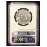 1957 FRANKLIN SILVER HALF DOLLAR MS63 NGC