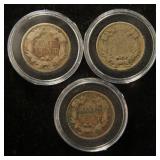 (3) 1858 US FLYING EAGLE CENTS IN AIRTITE HOLDERS