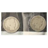 (2) BARBER SILVER QUARTERS: 1907 & 1914