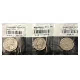 (3) SILVER WASHINGTON QUARTERS: 1944, 1945, 1948