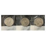 (3) SILVER WASHINGTON QUARTERS: 1944, 1945, 1948