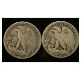 (2) WALKING LIBERTY SILVER HALF DOLLARS: 1936 & 1936-S