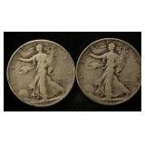 (2) WALKING LIBERTY SILVER HALF DOLLARS: 1937 & 1937-S