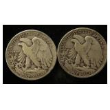 (2) WALKING LIBERTY SILVER HALF DOLLARS: 1937 & 1937-S