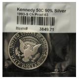 1993-S US PROOF KENNEDY SILVER HALF DOLLAR SEALED LITTLETON