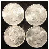 (4) BU-UNC 1922 SILVER PEACE DOLLARS