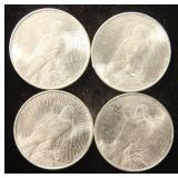 (4) BU-UNC 1922 SILVER PEACE DOLLARS