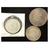 (3) FOREIGN SILVER COINS: 1805, 1947, 1964