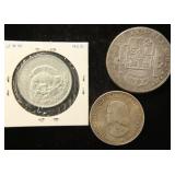 (3) FOREIGN SILVER COINS: 1805, 1947, 1964