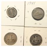 (4) COINS: 2 PROOF QUARTERS, 1924-D MERCURY & 1941 NICKEL