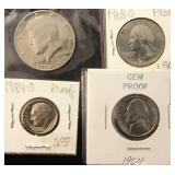 (4) MIXED TYPE BU-PROOF US COINS