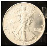 1987 AMERICAN SILVER EAGLE 1 TROY OZ. .999 FINE SILVER DOLLAR