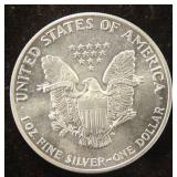 1989 AMERICAN SILVER EAGLE 1 TROY OZ. .999 FINE SILVER DOLLAR