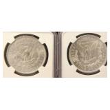 (2) NGC MS62 CERTIFIED MORGAN SILVER DOLLARS: 1883-O & 1921