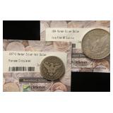 (2) SILVER COINS: 1884 MORGAN SILVER DOLLAR & 1907-D BARBER HALF