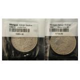 (2) MORGAN SILVER DOLLARS: 1890-O & 1898 SEALED LITTLETON