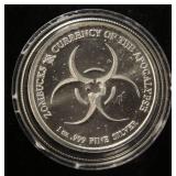 1 TROY OZ. .999 FINE SILVER ZOMBUCKS 2019 SAINT IN AIRTITE