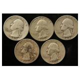 (5) SILVER WASHINGTON QUARTERS AS PICTURED