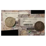 (2) SILVER HALF DOLLARS: 1915-D BARBER & 1945 WALKING LIBERTY