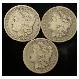 (3) MORGAN SILVER DOLLARS: 1878-S 1879-S & 1887-S