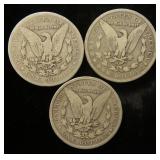 (3) MORGAN SILVER DOLLARS: 1878-S 1879-S & 1887-S