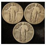 (3) STANDING LIBERTY SILVER QUARTERS: 1928-D 1928-S & 1930