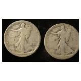 (2) WALKING LIBERTY HALF DOLLARS: 1917-S OBVERSE & 1919-D