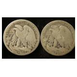 (2) WALKING LIBERTY HALF DOLLARS: 1917-S OBVERSE & 1919-D