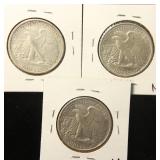 (3) ALMOST UNCIRCULATED WALKING LIBERTY HALVES: 1941-S 1942 & 1943