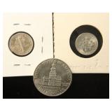 (3) SILVER COINS: 1945 MERCURY 1955 ROOSEVELT & 1976 KENNEDY (SILVER) HALF DOLLAR