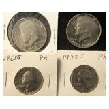 (4) US CLAD COINS AS PICTURED ALL APPEAR TO BE PROOFS