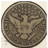 1914-S BARBER SILVER HALF DOLLAR VG