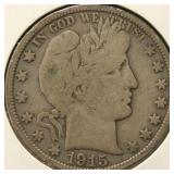 1915-D BARBER SILVER HALF DOLLAR
