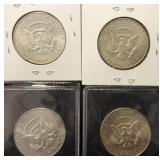 (4) SILVER KENNEDY HALF DOLLARS (1) 90% & (3) 40%